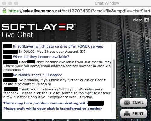 Softlayer chat transcript