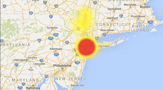 Map of TWC outage Map of TWC outage