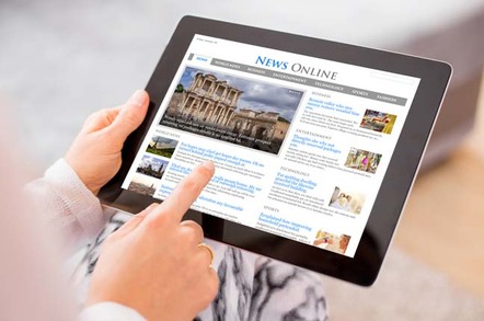 Sample news website on digital tablet. Copyright: Kaspars Grinvalds/shutterstock.com