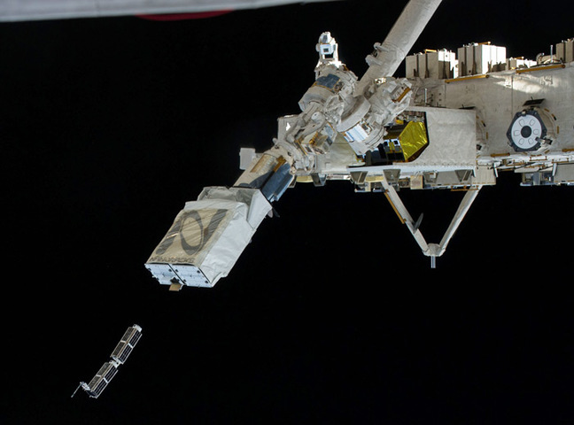 CubeSat deployment from the NanoRacks Launcher. Pic: NASA