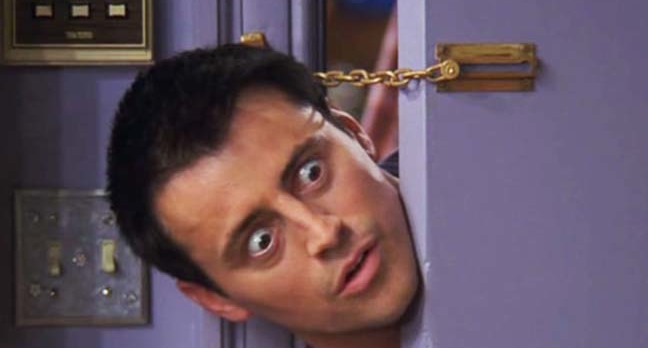 Joey from the sitcom friends pokes his head around the door (invasively). Photo copyright NBC