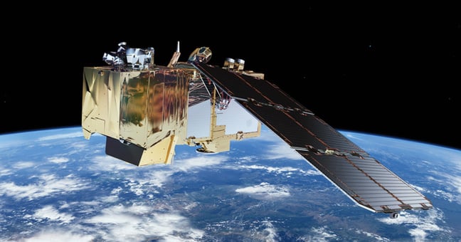 Artist's rendering of a Sentinel-2 satellite in orbit. ESA / ATG medialab