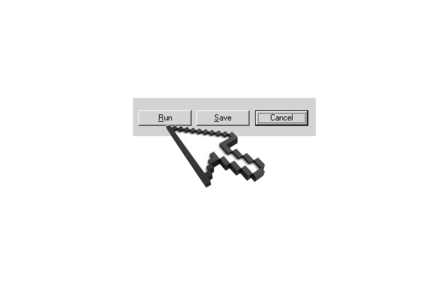 A cursor hovers over a Run/Save/Cancel dialog menu.