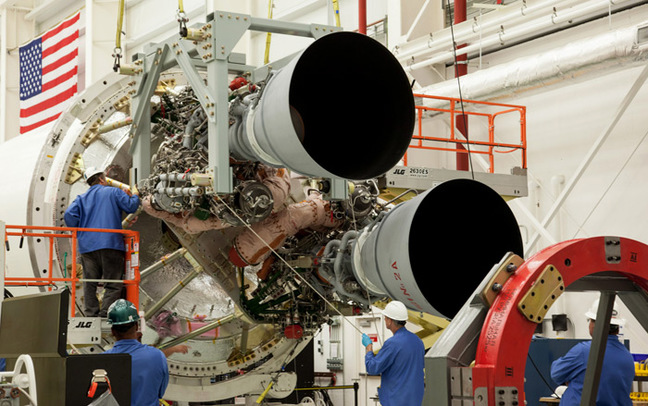 Two RD-181 engines being fitted to Antares. Pic: NASA