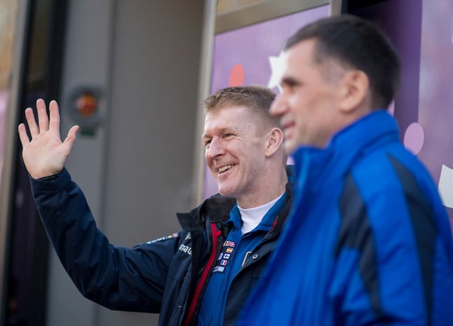 Malenchenko and Peake at Baikonur in December 2015. Pic: 
