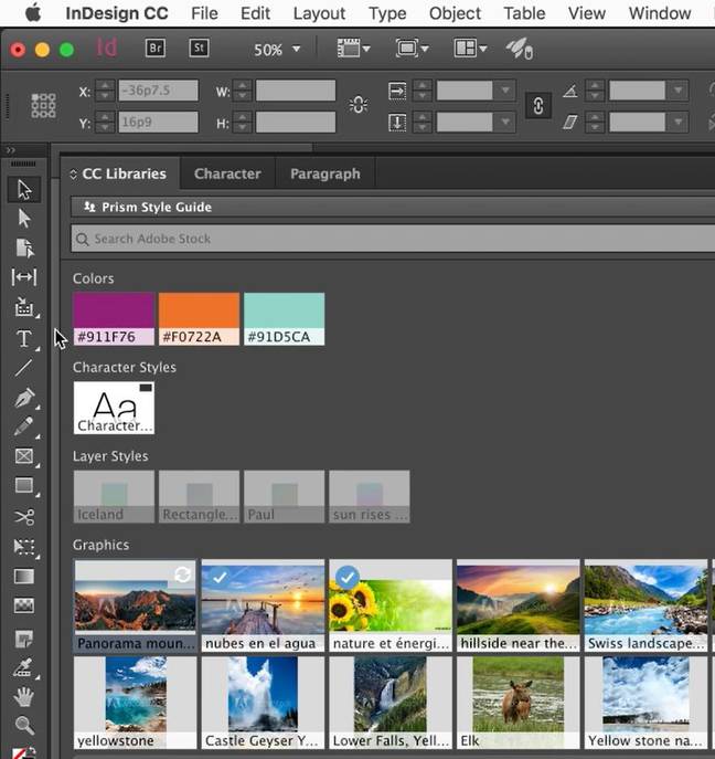 Enhanced library panels improve the integration of Adobe Stock with applications like InDesign