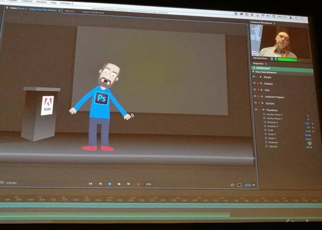 Adobe Character Animation lets an animation mimic a human broadcaster