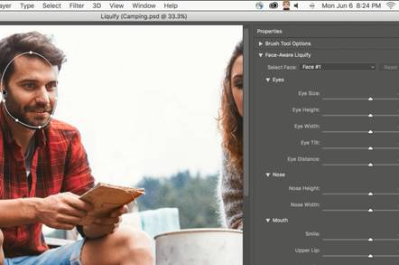 Face Aware Liquify detects faces in images and lets you modify expressions