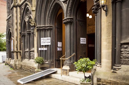 London, United Kingdom - June 23, 2016: British Referendum. A voting station in inner London is the grand entrance to St Matthew's Church. UK is voting to stay or leave the EU. pHOTO Ms Jane Campbell/SHUTTERSTOCK - EDITORIAL USE ONLY