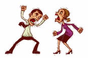 Man and woman argue (cartoon illustration). via Shutterstock