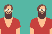 Bearded hipster twins - illustration