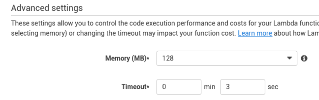 Configuring AWS Lambda memory settings