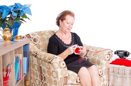 Grandmotherly woman knits. Photo by shutterstock