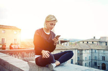 A woman texting