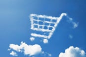 Cloudy shopping trolley in the sky (representing cloud sales/procurement). Photo by Shutterstock