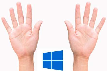 Ten fingers with windows flag