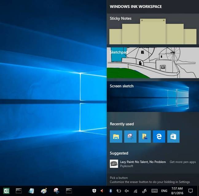 The Windows 10 Ink Workspace