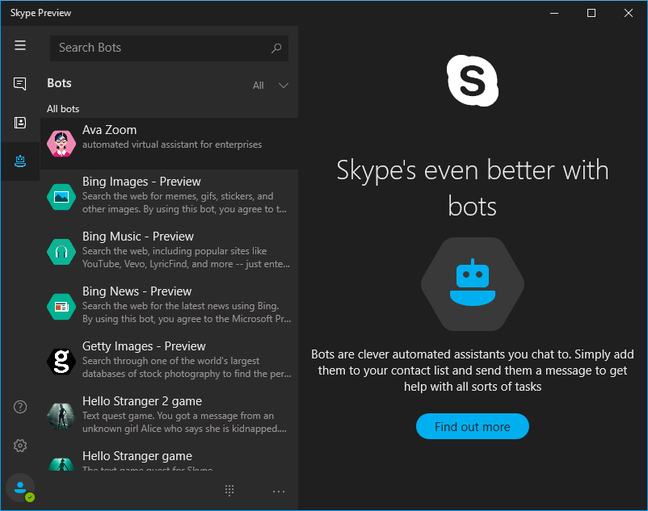 Bot alert! Bot apps feature in the new Skype app