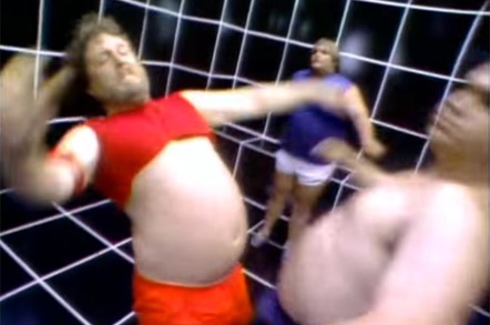 Still from Olivia Newton John's Let get Physical vid. Copyright 1981 Geffen Records