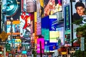Ads on Times Square. Photo by Allen G via Shutterstock editorial use only