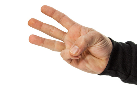 Three fingers, photo via Shutterstock