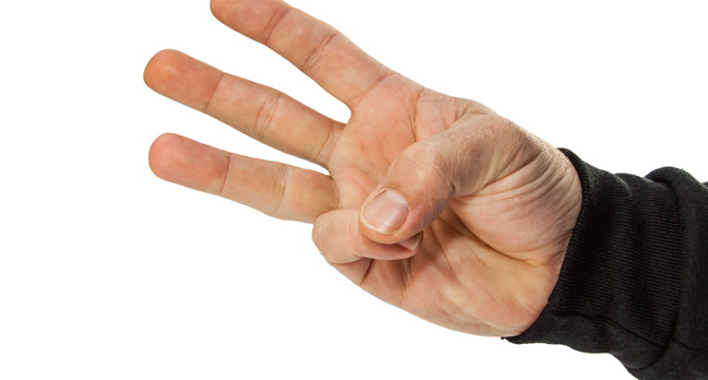 Three fingers, photo via Shutterstock