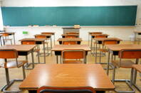 Desks in a Classroom