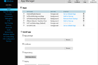 The App Manager in the Device Portal, managing Windows 10 IoT Core on Raspberry Pi