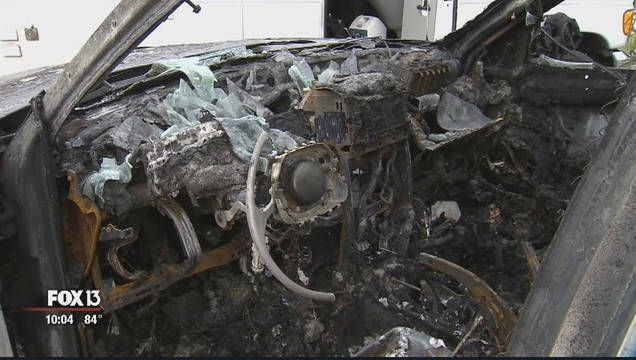 The burned Jeep