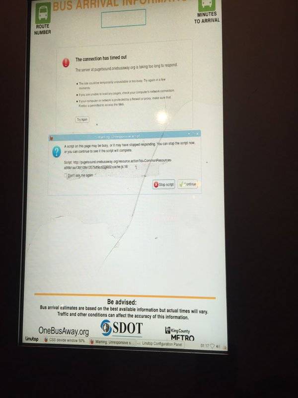 Crashed Linux bus stop, Seattle - 2