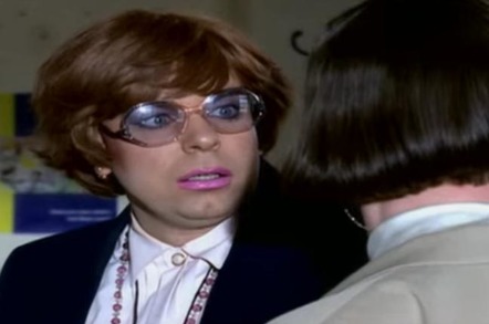 Pauline from League of Gentlemen being given a dressing-down by the new Job Centre teacher. Still photo from BBC series LoG