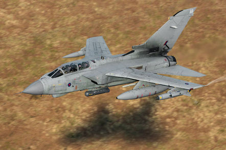 RAF Tornado GR.4 flying down the Mach Loop in Wales