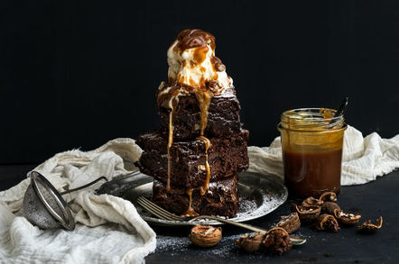 Sauce over ice cream and brownies. Photo by Shutterstock