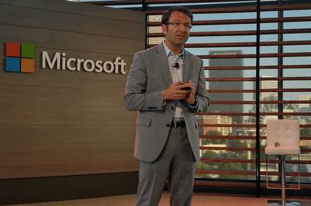 Microsoft's Judson Althoff, Executive VP of Commercial Business, briefing the press at Ignite