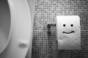 Toilet with smiling loo paper