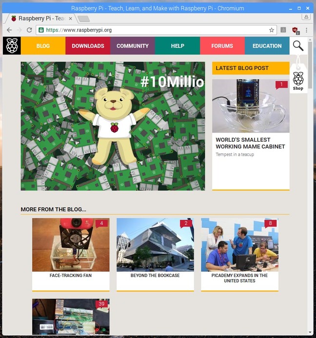 chromium - raspbian Raspberry Pi browser. Screengrab courtesy RPi Foundation