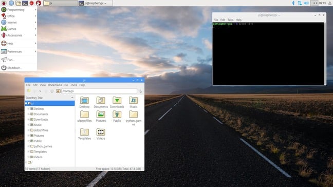 New Raspbian Raspberry Pi desktop. Screengrab courtesy RPi Foundation
