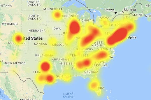 A map of the Level3 outage