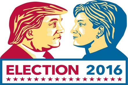 clinton vs Trump poster illustration. Photo by Shutterstock/editorial use only