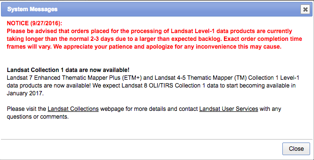 Landsat processing delay