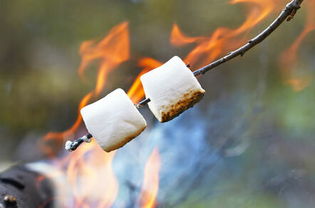 Toasting marshmallows photo via Shutterstock