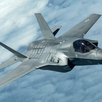 The UK's sole F-35B in flight. Crown copyright