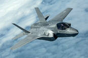 The UK's sole F-35B in flight. Crown copyright