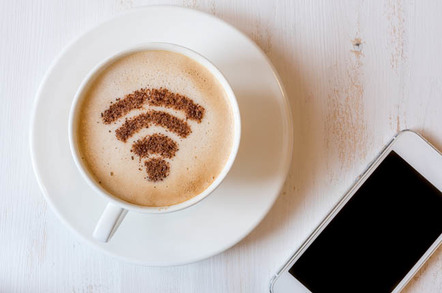 Wi-fi symbol as chocolate dusting on cappuccino foam. Photo by Shutterstock