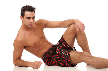 Topless man in boxer shorts