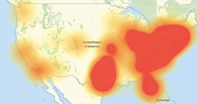 Down Detector map on November 2