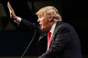 Donald Trump arm raised photo via Shutterstock