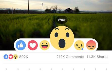 Image of landscape with Facebook Reaction icons