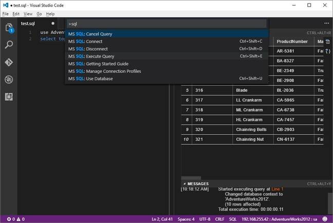 Using Visual Studio Code with SQL Server on Linux