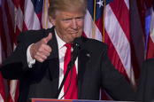 Donald Trump thumbs up photo via Shutterstock